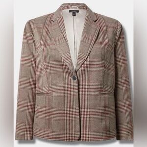 Torrid Brown and Red Plaid Blazer